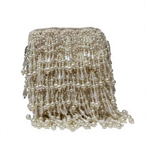 Mini Bolso de Mano Tipo Clutch con Perlas de Imitación y Cadena de Cuentas en Capas, para Eventos Casuales, de Noche o Bodas, con Forro de Satén para Mujer - Product Image 1