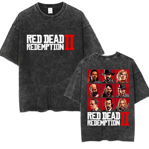Camiseta Vintage de Algodón Puro, Talla Europea, Manga Corta, Corte Holgado, Lavada y Desgastada, con Diseño de <span class=keywords><strong>Red</strong></span> <span class=keywords><strong>Dead</strong></span> <span class=keywords><strong>Redemption</strong></span> 2 - Product Image 3
