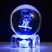 Nouveautés : Boule de Cristal en Verre Massif Gravée au Laser avec Lumière LED et Image Personnalisée