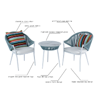 Ensemble de table à manger d'extérieur moderne en aluminium, trois pièces, pour balcon, terrasse, hôtel, avec possibilité de personnalisation