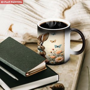 Taza Mágica de Cerámica Negra Esmerilada de 11oz que Cambia de Color con el Calor, para Bebidas, Estilo Simple para Sala de Estudio - Product Image 3