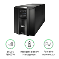APC UPS Smt1500i-ch 750VA Onduleur interactif en ligne de type tour, onduleur intelligent à onde sinusoïdale pure pour centre de données ou usage domestique