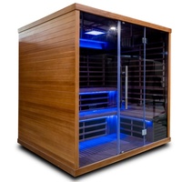 Sauna infrarouge double couche en cèdre rouge 100% pour 4 à 6 personnes, en stock, pour l'intérieur, à vendre