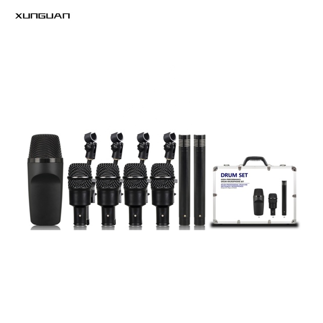 AK7 OEM Condenser & Dynamic 7pcs/set Wired Professional Metal Drum Microphone Kit for Musical Instrument Performance