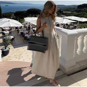 Disegni estivi donna nuova moda un pezzo quotidiano con cerniera anteriore in vita senza maniche <span class=keywords><strong>camicia</strong></span> da donna Casual abito lungo da donna - Product Image 5