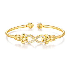 S925 Sterling Silver <b>Infinity</b> Cuff <b>Bracelet</b> With Moissanite Stones Women's Classic Jewelry Rhodium Plated Everyday Wear - Product Image 2
