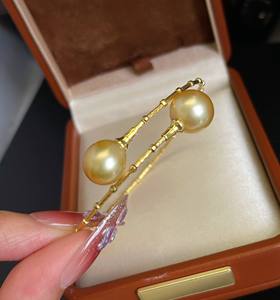 Pulsera de perlas doradas de lujo para mujer Perlas de Mar del Sur casi redondas de 10-12mm. Brazalete atemporal de diseño cruzado de plata 925 - Product Image 2