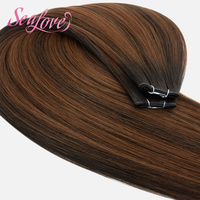 Extensiones de Cabello Humano Remy Virgen Ultra Finas Genius Wefts Lisas de Colores Mixtos, Extensiones Genius Weft para Salón, Gran Venta
