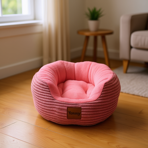 Cuccia per Animali Yommy in Velluto a Coste, Ovale, Morbida, Calda, Impermeabile, con Fondo Antiscivolo, Taglie S M L - Product Image 2