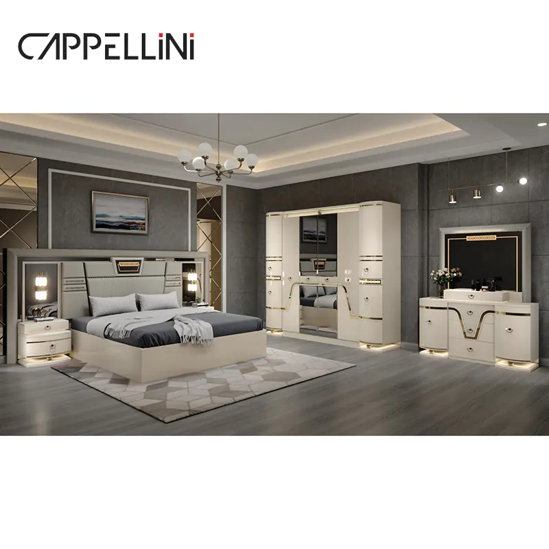 Nuovo Design moderno legno doppio in pelle King Size letto Set casa Master Room Queen Full in legno lusso Set camera da letto mobili