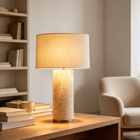 Lampe de table LED en travertin naturel Wabi Sabi, style rétro nordique, lumière décorative d'intérieur pour bureau, salon