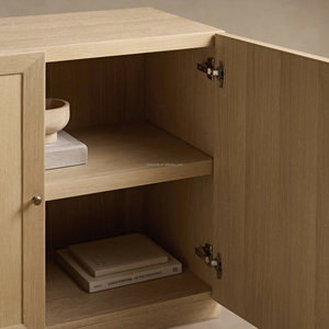 Consola de <span class=keywords><strong>TV</strong></span> Moderna y Compacta, Mueble para <span class=keywords><strong>TV</strong></span> de 2 Puertas <span class=keywords><strong>en</strong></span> Roble Natural Claro, Mueble de Almacenamiento Minimalista de Lujo para Apartamento - Product Image 5