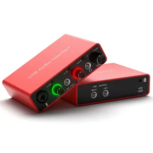 Interface customizável xlr 24bit-192khz wrugste, interface de áudio para estúdio de gravação, mixer 2i2, placa de som de áudio uac, interface de áudio usb