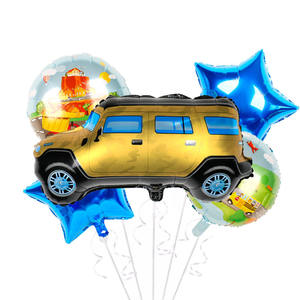 รถขนส่งรถดับเพลิงรถตำรวจรถโรงเรียนรถบัสรถไฟสำหรับงานเลี้ยงวันเกิดของเด็กลูกโป่งของเล่นตกแต่ง - Product Image 4