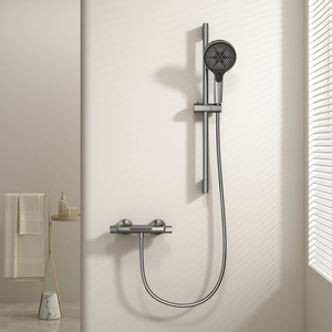 All Copper Wall <b>Mounted</b> Shower Faucet Set Rain Shower Head 2 Handle Ceramic Valve Core 3.5-4.9gpm Bathtub Mixer - Product Image 1