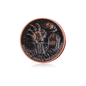 1oz .999 Fijngesmeed koperen munt Zombie Undead Horror 3D hoog reliëf munt voor Halloween cadeau - Product Image 2