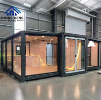 Casa Contenedor Plegable de Lujo Moderna con Doble Ala Expandible de 20 y 40 pies, Casa Pequeña Portátil Modular Prefabricada para Resort y Oficina