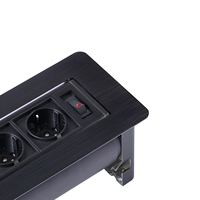 Prise de courant de bureau escamotable manuelle avec 2 prises CA et 2 chargeurs USB avec interrupteur pour bureau et salle de réunion