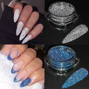 Ensemble de poudre scintillante réfléchissante 8 couleurs Sparkle Diamond Nail Glitter Dust Shiny Sugar Nail Powder Tremping Pigment Loose Nail - Product Image 6