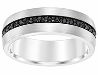 Bague personnalisée en carbure de tungstène 8 mm, incrustation en quartz fumé noir satiné argenté, alliance pour homme, vente en gros OEM ODM