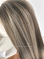 Perruque Junxiu originale en cheveux européens bruts, lisse, brun cendré balayage pour femmes blanches, texture soyeuse, pointes pleines et ligne de cheveux réaliste