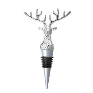 Creative Animal Zinc Alloy Christmas Wine Bottle Stopper Gold Silver Metal Deer Head Red Wine Stoppers Party Gifts