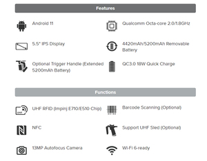 Scanner de QRcode portatif portatif <span class=keywords><strong>Smartphone</strong></span> Android PDA industriel avec lecteur RFID UHF/Scanner de codes à barres - Product Image 6
