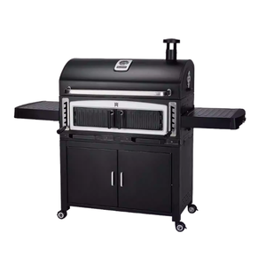 <span class=keywords><strong>Barbecue</strong></span> à <span class=keywords><strong>charbon</strong></span> de bois d'extérieur sur chariot, robuste, sans fumée, en fer noir thermolaqué, avec table latérale, vente en gros OEM - Product Image 1