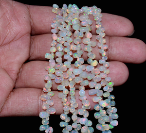 AAA 2.5x3mm โอปอลเอธิโอเปียนเนื่อ4x6มม. ทรงหยดน้ำตาเรียบลูกปัดพลอยโอปอลเอธิโอเปียนธรรมชาติอัญมณีโอปอลแบบหลวมสำหรับเครื่องประดับ - Product Image 3