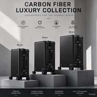 Maleta Unisex de Fibra de Carbono con Cierre YKK, Ruedas de TPE, Candado de Combinación, Negra, Moderna, Duradera, Ligera, con Ruedas Giratorias para Viaje