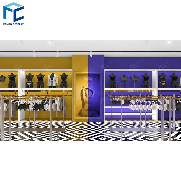 Modische kleine Dekoration Goldkleidung Läden Einzelhandel Shop Design Kleidung Shop Kleidungsstück für Saudi-Arabien