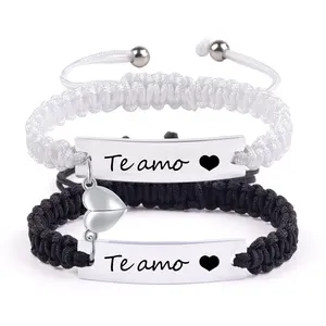 Personalized Couple Bracelets Handmade Braided Love Infinity Couples Bracelet Heart Matching Attraction Jewelry Gift