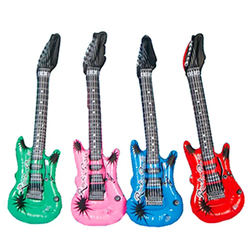 fabrik maßgeschneidert aufblasbare günstige elektrische gitare spielzeug kunststoff aufblasbare musikinstrumente spielzeug zum verkauf