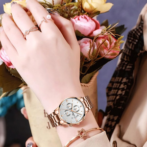 Reloj de Mujer de Alta Gama - Cierre de Doble Presión de Acero Inoxidable, Reloj de Pulsera de Cuarzo con Esfera Redonda de Moda - Product Image 3