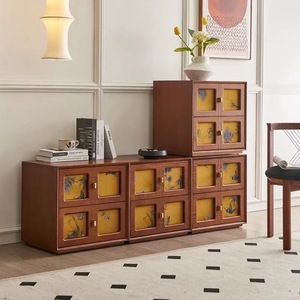 Gabinete Carmen de Estilo Moderno de Mediados de Siglo, Gabinete de Almacenamiento Lateral de Madera Sólida para Muebles del Hogar, Estilo Retro - Product Image 2