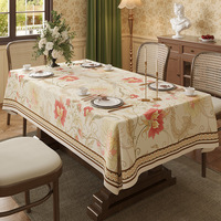 Nappe en polyester imperméable tricotée à motif floral, lavable, anti-poussière, infroissable, réutilisable pour la maison, les fêtes et les banquets