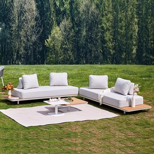 Góc không thấm nước gỗ rắn thương mại sử dụng <span class=keywords><strong>sofa</strong></span> xốp mật độ cao hiện đại xuyên biên giới biệt thự ngoài trời sân Gỗ Tếch <span class=keywords><strong>sofa</strong></span> - Product Image 3