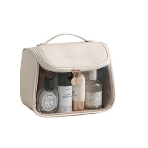 Sac de toilette de voyage grande capacité avec fermeture éclair, blanc laiteux, marron mocha, rose poudré, noir nuit, sac de rangement pour maquillage - Product Image 5