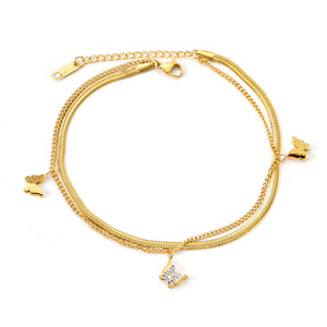 Chaîne de cheville pour femme en acier inoxydable plaqué or 18 carats, motif étoile et lune, bijou de pied superposé, cadeau - Product Image 5