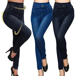 2023 primavera e outono denim leggings mulheres de algodão elástico apertado sem costura impressão vestindo calças no verão.