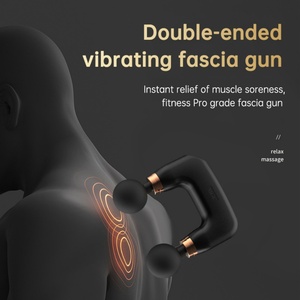 High Quality Handheld Fascia Gun Deep Tissue Percussion Powerful Muscle Vibration <b>Massage</b> Gun Double <b>Heads</b> - Product Image 3