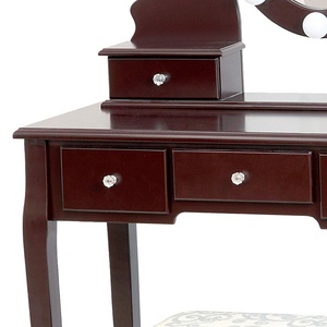 <span class=keywords><strong>Coiffeuse</strong></span> marron <span class=keywords><strong>avec</strong></span> <span class=keywords><strong>tabouret</strong></span> <span class=keywords><strong>et</strong></span> lumières <span class=keywords><strong>LED</strong></span>, 5 tiroirs <span class=keywords><strong>et</strong></span> commode à miroir, Table de maquillage, de couleur blanche - Product Image 3