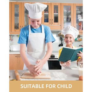 Gorro de Chef para Niños FOXA, Ajustable, Elástico, Unisex, para Cocina, Panadería, Transpirable, de Poliéster y Algodón, para Uso Doméstico - Product Image 3