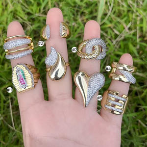 <span class=keywords><strong>Anneaux</strong></span> croisés pour femmes RM1681, uniques et élégants, en or et argent massif plaqué, <span class=keywords><strong>deux</strong></span> tons, pavé de CZ, cœur flamboyant, fleur - Product Image 4