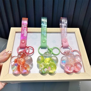 Lilangda liquide coulant sable séché fleur sac pendentif voiture porte-clés petit cadeau en gros huile fleur porte-clés - Product Image 3