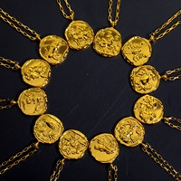 12 Constellations Zodiac Collier Simple Délicat 18k Or Pièce Pendentif Personnalisé Anniversaire Cadeaux Faits À La Main