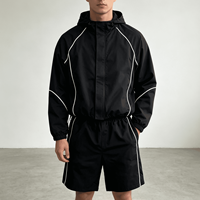 Survêtements personnalisés Ouna pour hommes, ensemble veste coupe-vent réfléchissante 3M et short, ensemble de jogging, ensemble short coupe-vent en nylon