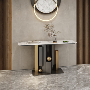 Mesa Consola Moderna de Metal y Madera para <span class=keywords><strong>Pasillo</strong></span> con Almacenamiento Iluminado para Pasillos Estrechos y Entradas de Casa - Product Image 4