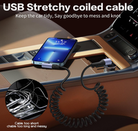 Câble USB C vers USB C enroulé à 90 degrés, 65W, 1M/3.2FT, rétractable, pour voiture, prend en charge la charge rapide 6A et le transfert de données