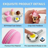 Porte-clés anti-stress créatif imprimé en 3D, jouet sensoriel alimentaire, avec mécanisme de clic, motifs Macaron, Œuf, Dessert, pour adultes et enfants, idéal comme cadeau